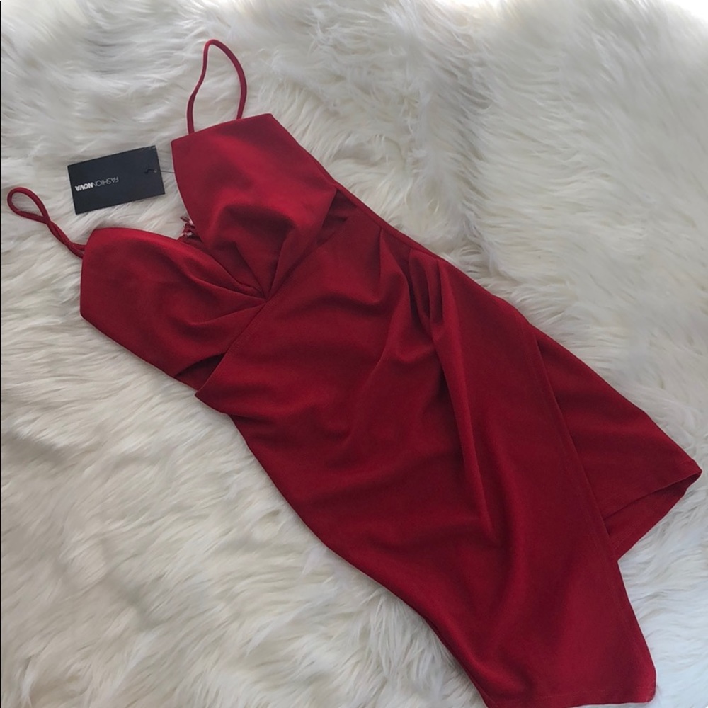 Red mini dress